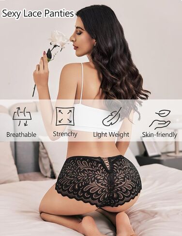 Avidlove Womens Underwear Sexy Boyshorts Panties Lace Full Coverage Boxer Briefs with Criss Cross Back in Saudi Arabia