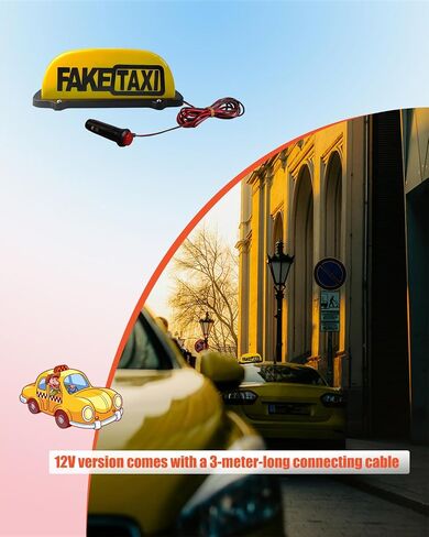 FAKETAXI Sign Light for Car,Car Roof FAKETAXI Sign Light,No Need To Punch Holes,Sealed Waterproof Faketaxi Sign with Magnetic Base,yellow Shall Sign Light for Car (12V Power Line) in Saudi Arabia