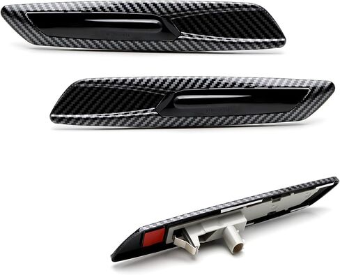 iJDMTOY F10 Style Large Twill-Weave Carbon Fiber Pattern Plated Full LED Strip Fender Turn Signal Side Marker Light Kit Compatible With BMW 1 3 5 Series X1, Replace OEM Sidemarker Lamps in Saudi Arabia