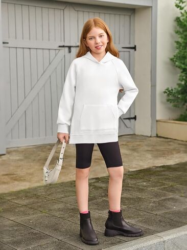 Haloumoning Girls Oversized Hoodies Kids Fleece Lined Long Sleeve Hooded Sweatshirt with Kangaroo Pocket 5-14 Years in Saudi Arabia