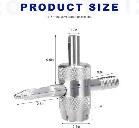 4-Way Valve Core Tool, 4-in-1 Tire Valve Core Remover Tool Valve Stem Puller, Multifunctional Tyre Valve Core Wrench Removal Tool for Car Motorcycle Bicycle, Tire Repair Tool in Saudi Arabia