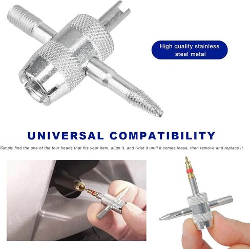 4-Way Valve Core Tool, 4-in-1 Tire Valve Core Remover Tool Valve Stem Puller, Multifunctional Tyre Valve Core Wrench Removal Tool for Car Motorcycle Bicycle, Tire Repair Tool in Saudi Arabia