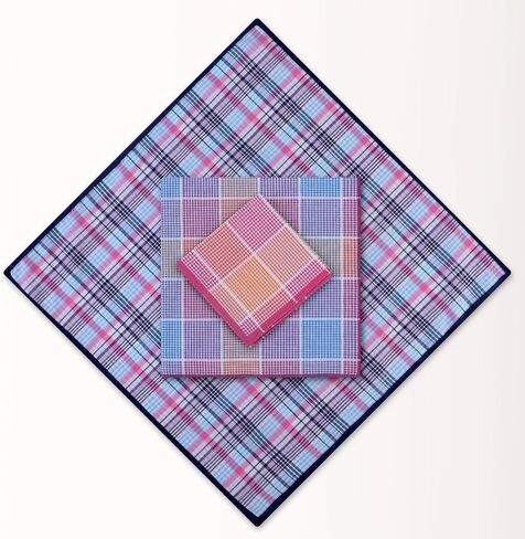 DoreenBeads Handkerchiefs for Men Women, 6Pcs Rainbow Colors Soft Cotton Plaid Hankies for Ladies Gentleman 17" in Kuwait