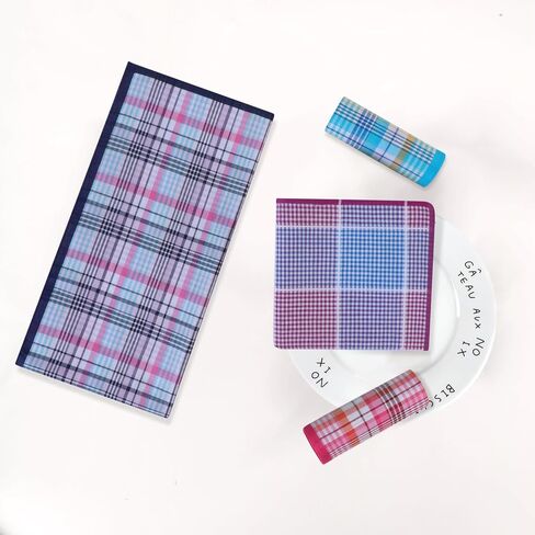 DoreenBeads Handkerchiefs for Men Women, 6Pcs Rainbow Colors Soft Cotton Plaid Hankies for Ladies Gentleman 17" in Kuwait