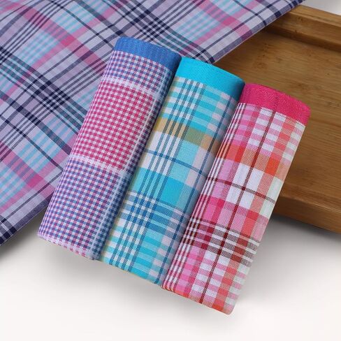 DoreenBeads Handkerchiefs for Men Women, 6Pcs Rainbow Colors Soft Cotton Plaid Hankies for Ladies Gentleman 17" in Kuwait