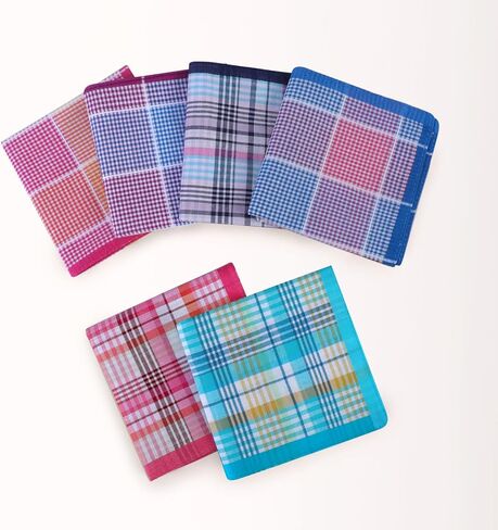 DoreenBeads Handkerchiefs for Men Women, 6Pcs Rainbow Colors Soft Cotton Plaid Hankies for Ladies Gentleman 17" in Kuwait