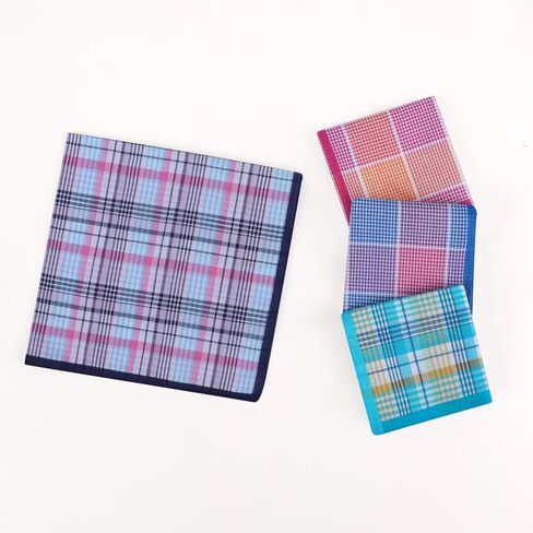 DoreenBeads Handkerchiefs for Men Women, 6Pcs Rainbow Colors Soft Cotton Plaid Hankies for Ladies Gentleman 17" in Kuwait