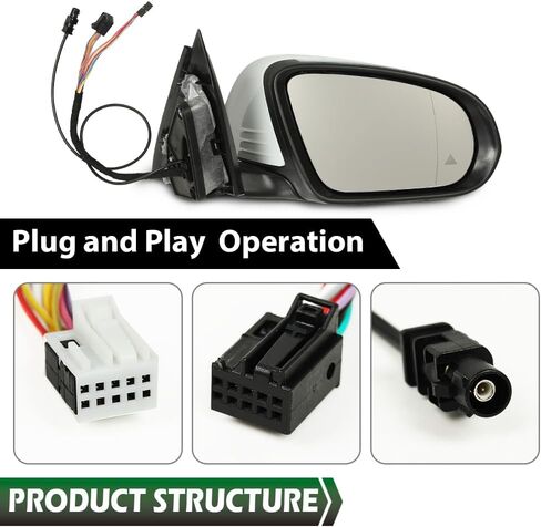 LQI Right Passenger Side Mirror Power Signal Light Puddle Blind Spot Compatible with Benz X253 Class GLC300 GLC350 2016-2021 White in Saudi Arabia