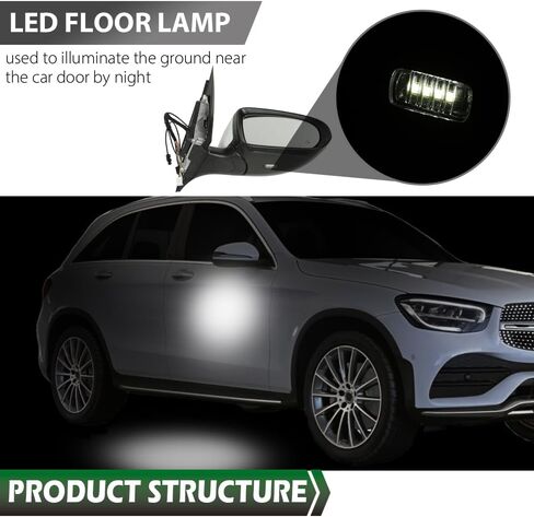 LQI Right Passenger Side Mirror Power Signal Light Puddle Blind Spot Compatible with Benz X253 Class GLC300 GLC350 2016-2021 White in Saudi Arabia