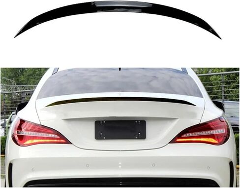 سيارة سوداء لامعة المفسد الخلفي المفسد جناح Decklid Lip متوافق مع Benz CLA Class C117 CLA200 CLA260 CLA45 AMG 2013-2019 (اللون: أسود الكربون) in Kuwait