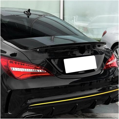سيارة سوداء لامعة المفسد الخلفي المفسد جناح Decklid Lip متوافق مع Benz CLA Class C117 CLA200 CLA260 CLA45 AMG 2013-2019 (اللون: أسود الكربون) in Kuwait
