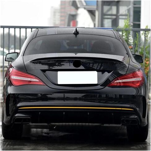 سيارة سوداء لامعة المفسد الخلفي المفسد جناح Decklid Lip متوافق مع Benz CLA Class C117 CLA200 CLA260 CLA45 AMG 2013-2019 (اللون: أسود الكربون) in Kuwait
