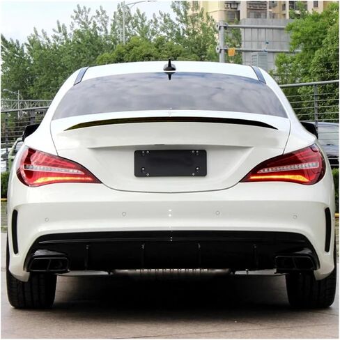 سيارة سوداء لامعة المفسد الخلفي المفسد جناح Decklid Lip متوافق مع Benz CLA Class C117 CLA200 CLA260 CLA45 AMG 2013-2019 (اللون: أسود الكربون) in Kuwait