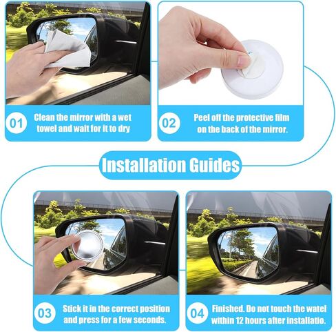 8Pcs Blind Spot Mirrors for Car,Self Adhesive Round Convex Mirror, 360° Wide Angle Side View Mirrors with ABS Housing, Universal Fit Car Blind Spot Mirror (Black, White) in Saudi Arabia