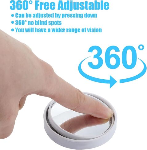 8Pcs Blind Spot Mirrors for Car,Self Adhesive Round Convex Mirror, 360° Wide Angle Side View Mirrors with ABS Housing, Universal Fit Car Blind Spot Mirror (Black, White) in Saudi Arabia