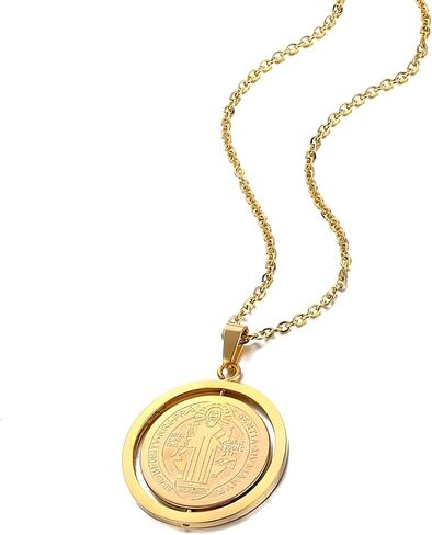 925 Sterling Silver Saint Benedict Necklace Original San Benito Medal Pendant 18K Yellow Gold Rotatable Jesus for Religious Jewelry medallas de san benito medalla plata collar sanbenito medals in Saudi Arabia