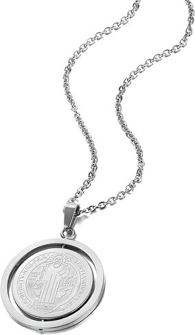 925 Sterling Silver Saint Benedict Necklace Original San Benito Medal Pendant 18K Yellow Gold Rotatable Jesus for Religious Jewelry medallas de san benito medalla plata collar sanbenito medals in Saudi Arabia