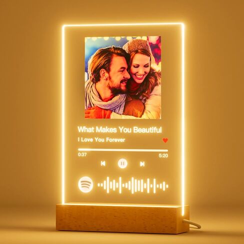 witfox Personalized Gifts for Women Men - Acrylic Spotify Song Plaque - Spotify Plaque Custom Photo Gifts for Boyfriend Girlfriend - Customized Gifts for Him Her in Kuwait