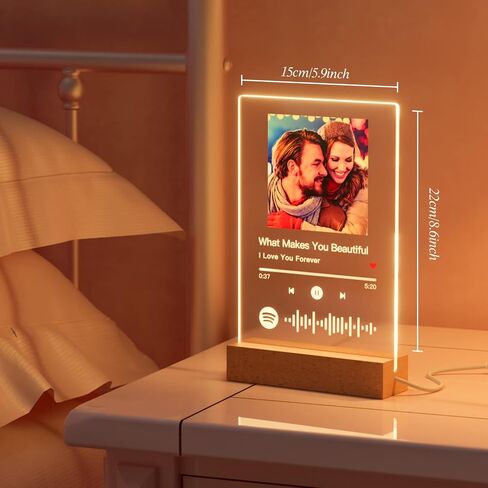 witfox Personalized Gifts for Women Men - Acrylic Spotify Song Plaque - Spotify Plaque Custom Photo Gifts for Boyfriend Girlfriend - Customized Gifts for Him Her in Kuwait