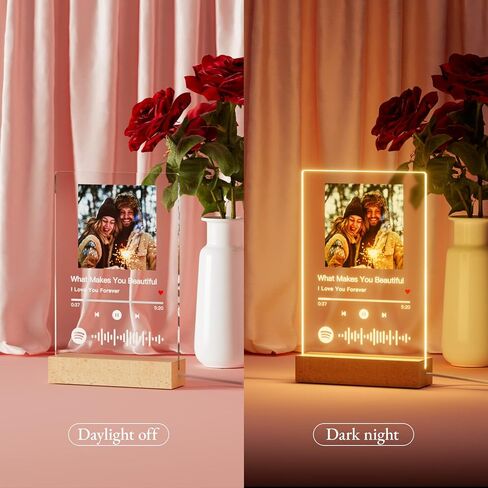 witfox Personalized Gifts for Women Men - Acrylic Spotify Song Plaque - Spotify Plaque Custom Photo Gifts for Boyfriend Girlfriend - Customized Gifts for Him Her in Kuwait
