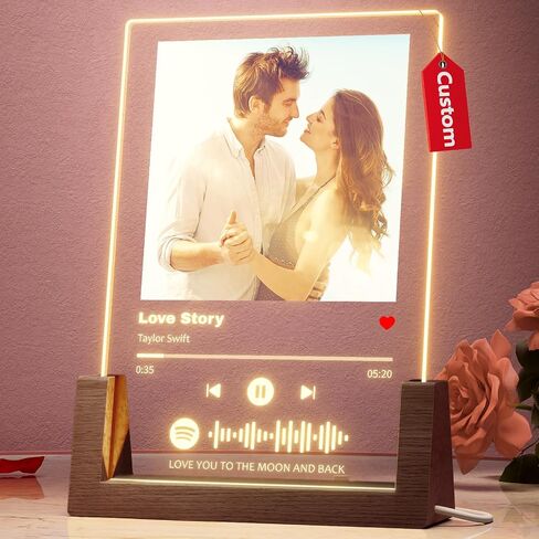 witfox Personalized Gifts for Women Men - Acrylic Spotify Song Plaque - Spotify Plaque Custom Photo Gifts for Boyfriend Girlfriend - Customized Gifts for Him Her in Saudi Arabia