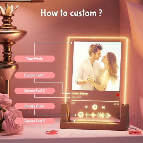 witfox Personalized Gifts for Women Men - Acrylic Spotify Song Plaque - Spotify Plaque Custom Photo Gifts for Boyfriend Girlfriend - Customized Gifts for Him Her in Saudi Arabia
