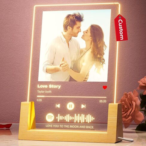 witfox Personalized Gifts for Women Men - Acrylic Spotify Song Plaque - Spotify Plaque Custom Photo Gifts for Boyfriend Girlfriend - Customized Gifts for Him Her in Saudi Arabia