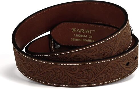 ARIAT Men's Genuine Aged Bark Leather Belt w/Floral Embossed with Antique Silver Logo Buckle in Saudi Arabia