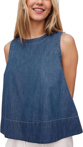 Xiaoxuemeng Womens Denim Top Y2K Sleeveless Jean Tank Tops for Women Crewneck Loose Fit Denim Tank Tops in Saudi Arabia
