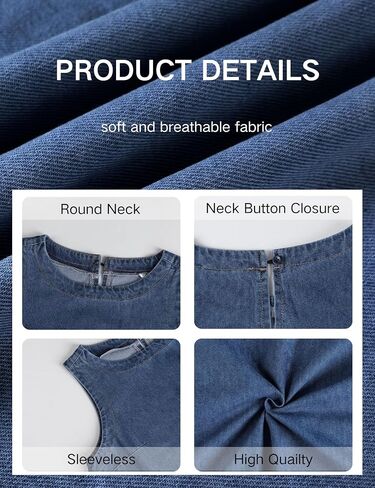 Xiaoxuemeng Womens Denim Top Y2K Sleeveless Jean Tank Tops for Women Crewneck Loose Fit Denim Tank Tops in Saudi Arabia