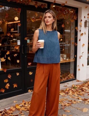 Xiaoxuemeng Womens Denim Top Y2K Sleeveless Jean Tank Tops for Women Crewneck Loose Fit Denim Tank Tops in Saudi Arabia