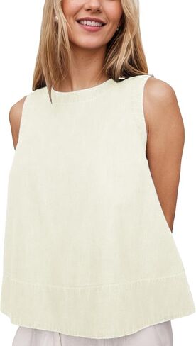 Xiaoxuemeng Womens Denim Top Y2K Sleeveless Jean Tank Tops for Women Crewneck Loose Fit Denim Tank Tops in Saudi Arabia