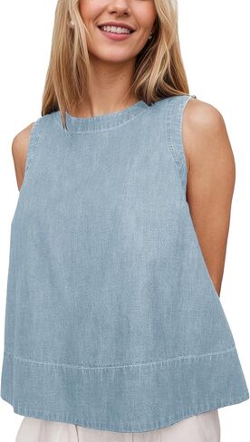 Xiaoxuemeng Womens Denim Top Y2K Slicfeless Jean Tank Tops for Women Crewneck Lourd Fit Fit Tops Tops in Saudi Arabia