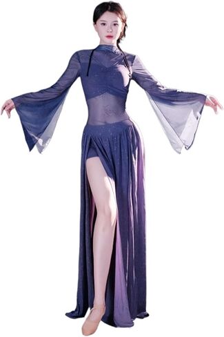 Women Belly Dance Long Dress Belly Dance Professional Suit for Women Mesh Long Sleeves Skirt Training Set Dancing Wear in Saudi Arabia