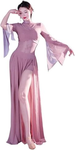 Women Belly Dance Long Dress Belly Dance Professional Suit for Women Mesh Long Sleeves Skirt Training Set Dancing Wear in Saudi Arabia