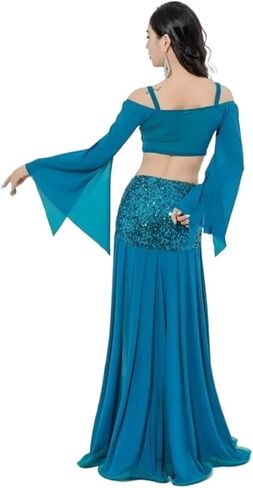 Women Belly Dance Long Dress Belly Dance Costume for Women Long Sleeves 2pcs Adult Oriental Performance Dancing in Saudi Arabia