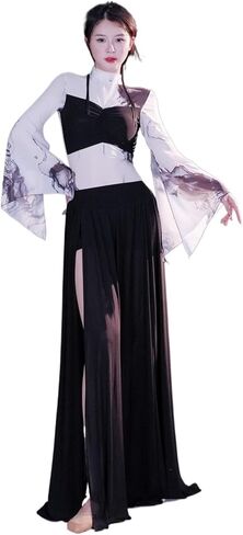 Women Belly Dance Long Dress Belly Dance Professional Suit for Women Mesh Long Sleeves Skirt Training Set Dancing Wear in Saudi Arabia