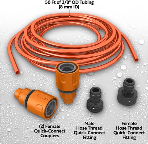 Spot Free Car Wash Rinse System Extra Water Tubing Hose Tube and Connector Pack, 50 Ft x 8 mm in Saudi Arabia
