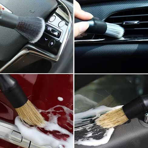6PCS Car Detailing Brush Set Soft Boars Hair Car Interior Detailing Brushes Car Interior Detailing Kit Car Cleaning Gel Supplies Kit Car Dust Brush Car Accessories for Truck, Ruv, Interior in Saudi Arabia