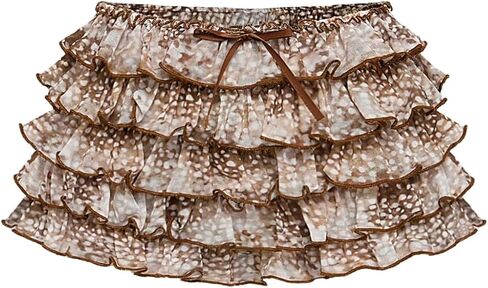 SweatyRocks Women's Animal Print Ruffle Shorts Layered Bow Low Rise Bloomers Shorts in Saudi Arabia