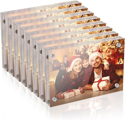 5 x 7 Acrylic Picture Frames 8 Pack, Clear Picture Frames Frameless Magnetic Picture Frame Double Sided Magnetic Photo Frame Self Standing Desktop Display Stand for Bedroom Living Room Home in Saudi Arabia