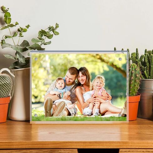 5 x 7 Acrylic Picture Frames 8 Pack, Clear Picture Frames Frameless Magnetic Picture Frame Double Sided Magnetic Photo Frame Self Standing Desktop Display Stand for Bedroom Living Room Home in Saudi Arabia