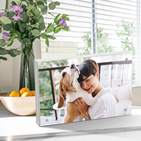 5 x 7 Acrylic Picture Frames 8 Pack, Clear Picture Frames Frameless Magnetic Picture Frame Double Sided Magnetic Photo Frame Self Standing Desktop Display Stand for Bedroom Living Room Home in Saudi Arabia