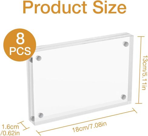 5 x 7 Acrylic Picture Frames 8 Pack, Clear Picture Frames Frameless Magnetic Picture Frame Double Sided Magnetic Photo Frame Self Standing Desktop Display Stand for Bedroom Living Room Home in Saudi Arabia