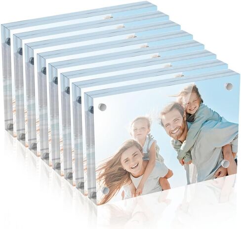 5 x 7 Acrylic Picture Frames 8 Pack, Clear Picture Frames Frameless Magnetic Picture Frame Double Sided Magnetic Photo Frame Self Standing Desktop Display Stand for Bedroom Living Room Home in Saudi Arabia