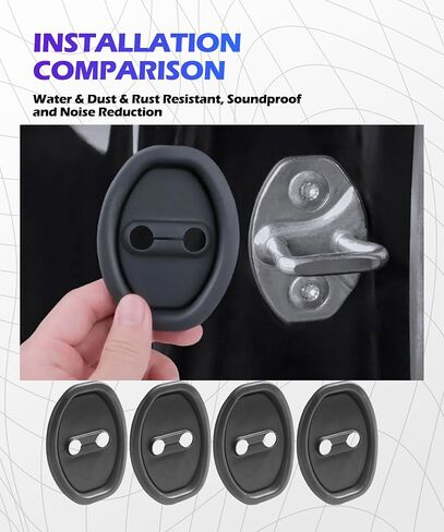 4PCS Car Door Lock Cover,Car Accessories Silicone Silent Car Door Slam Stopper,Universal Self-Adhesive Automotive Decorations&Protects Protector Cover for Cars,Suitable for Most Vehicle (Black) in Saudi Arabia