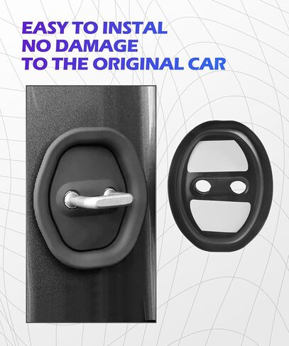 4PCS Car Door Lock Cover,Car Accessories Silicone Silent Car Door Slam Stopper,Universal Self-Adhesive Automotive Decorations&Protects Protector Cover for Cars,Suitable for Most Vehicle (Black) in Saudi Arabia