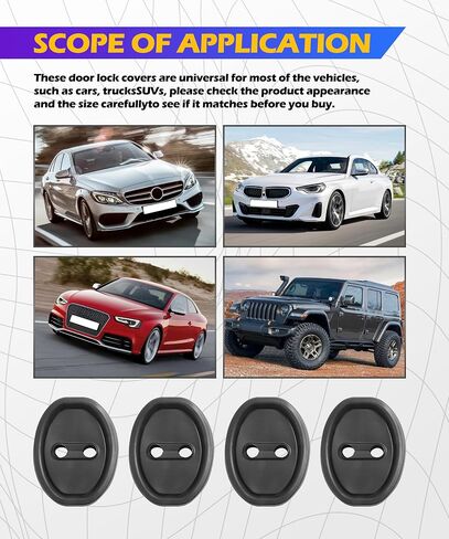 4PCS Car Door Lock Cover,Car Accessories Silicone Silent Car Door Slam Stopper,Universal Self-Adhesive Automotive Decorations&Protects Protector Cover for Cars,Suitable for Most Vehicle (Black) in Saudi Arabia