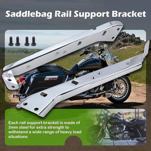 قوس دعم السكك الحديدية SaddleBag متوافق مع Harley Touring ، Glide Street ، Road King ، Electra Glide FLT ، FLHT ، FLHR ، FLTR ، FLHX 1985-2008 ، يحل محل 90718-79C 90720-79C (مع البراغي) in Kuwait