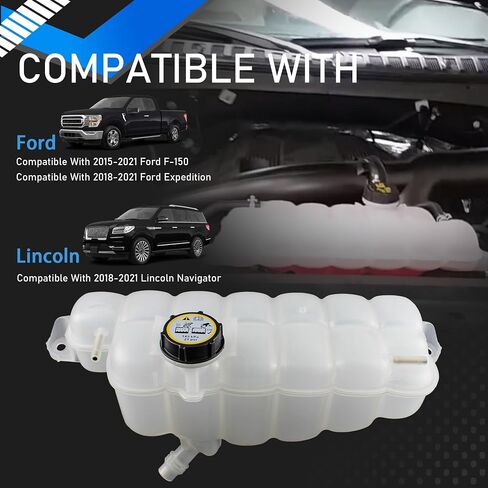 Engine Radiator Coolant Overflow Reservoir Tank With Cap Compatible With 2015-2021 Ford F-150 2018-2021 Ford Expedition 2018-2021 Lincoln Navigator Replaces FL3Z-8A080-A 603-318 FL3Z8A080A in Saudi Arabia
